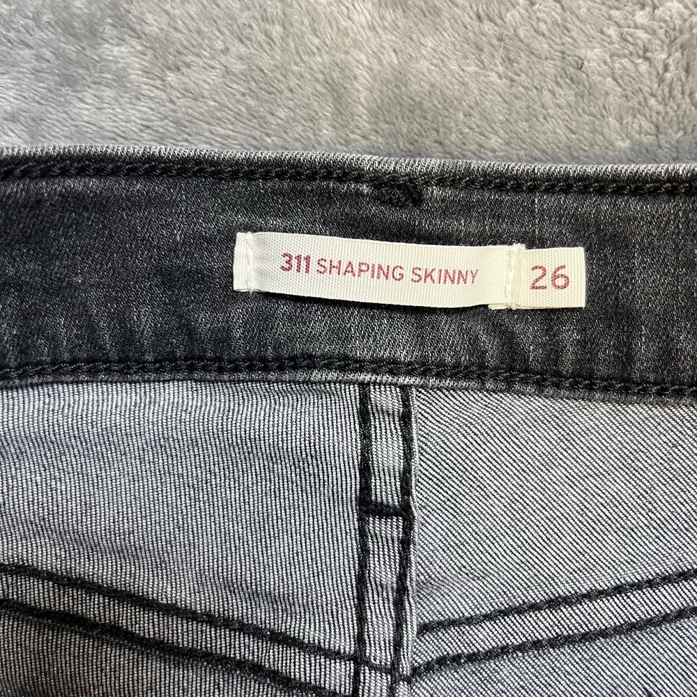 Levi's 311 Shaping Skinny Jeans Womens 26 Black Studded Side Seam Denim - Picture 6 of 10